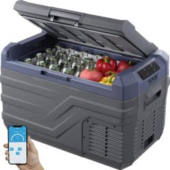 VEVOR Réfrigérateur Portable à Compression 30 L, Mini Frigo de Voiture Maison 12/24 V CC et 100-240 V CA, Glacière à Zone Unique, -20 °C à 20 °C Température Réglable, pour Camion Camping Extérieur